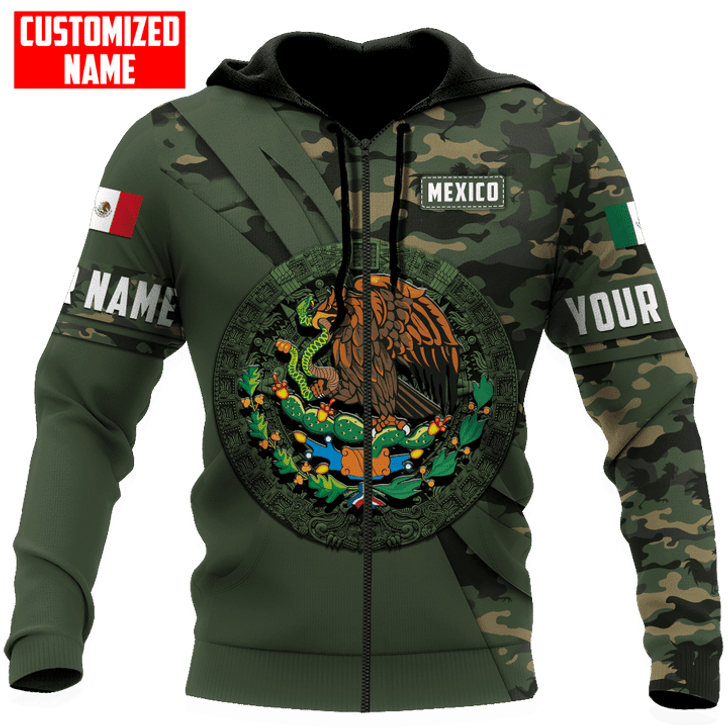 FUNSTUFFPRINT  Customized Name Mexico Army D New All Over Printed  3D Hoodie and Zip Hoodie