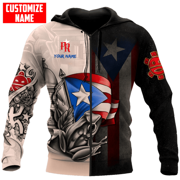 FUNSTUFFPRINT  Personalized Puerto Rico Line  3D Hoodie and Zip Hoodie