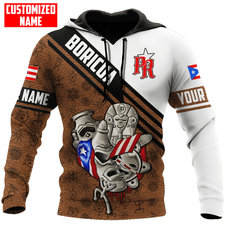 FUNSTUFFPRINT  Personalized Puerto Rico Boricua Tattoo  3D Hoodie and Zip Hoodie
