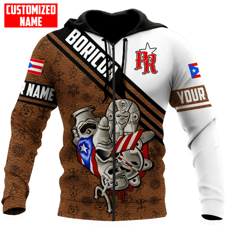 FUNSTUFFPRINT  Personalized Puerto Rico Boricua Tattoo  3D Hoodie and Zip Hoodie