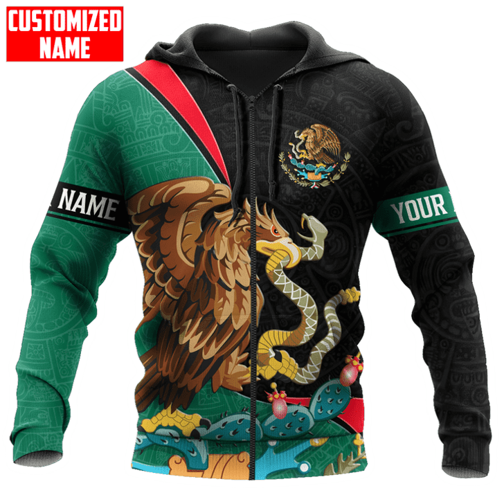 FUNSTUFFPRINT Customized Name Mexico All D Over Printed Unisex  3D Hoodie and Zip Hoodie