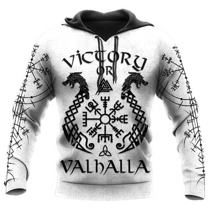FUNSTUFFPRINT Viking Victory or Valhalla Tatoo White   3D Hoodie and Zip Hoodie