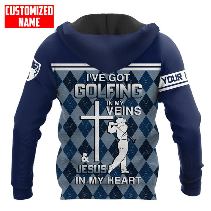FUNSTUFFPRINT Personalized I've Got Golfing In My Veins Printed Combo  3D Hoodie and Zip Hoodie