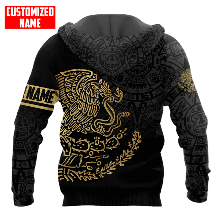 FUNSTUFFPRINT Personalized Mexico Aztec Calendar Gold 3D Hoodie and Zip Hoodie