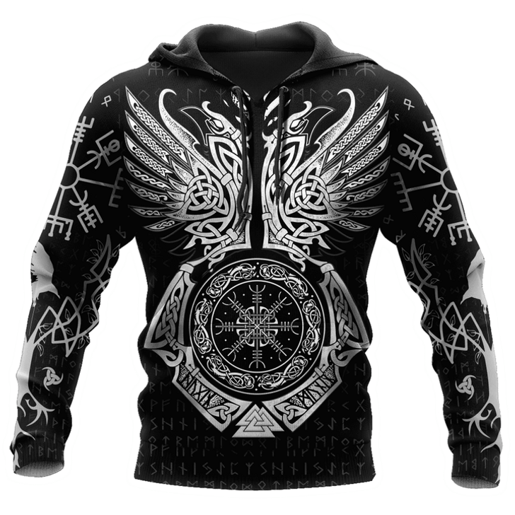 FUNSTUFFPRINT Viking Raven Of Odin Tattoo  3D Hoodie and Zip Hoodie