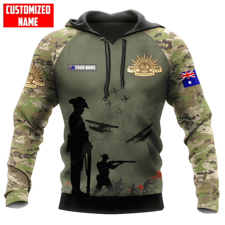 FUNSTUFFPRINT Personalized The Australian Army Camo   3D Hoodie and Zip Hoodie