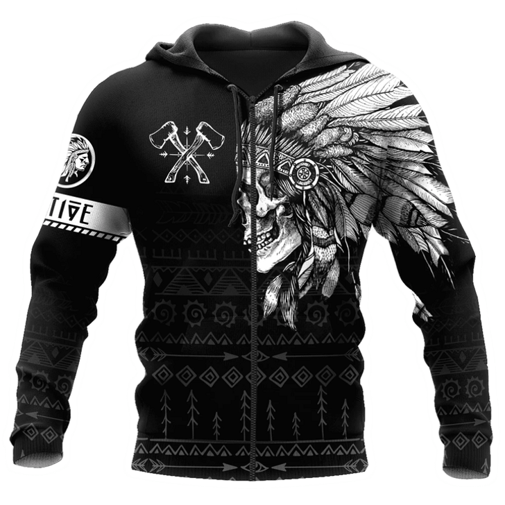FUNSTUFFPRINT Native American Skull  3D Hoodie and Zip Hoodie