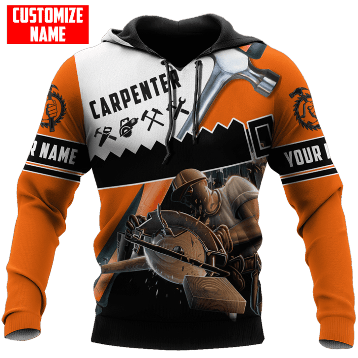 FUNSTUFFPRINT  Personalized Carpenter Orange Tool 3D Hoodie and Zip Hoodie