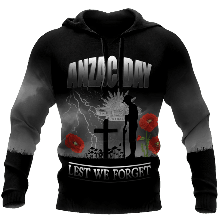 FUNSTUFFPRINT Old Soldier Remember Anzac Day Premium Unisex  3D Hoodie and Zip Hoodie