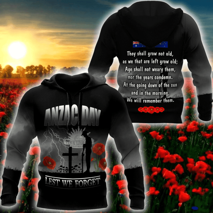 FUNSTUFFPRINT Old Soldier Remember Anzac Day Premium Unisex  3D Hoodie and Zip Hoodie