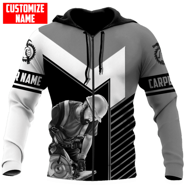 FUNSTUFFPRINT  Personalized Carpenter Grey 3D Hoodie and Zip Hoodie