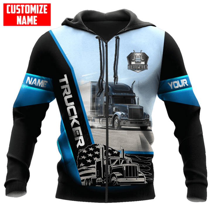 FUNSTUFFPRINT Personalized Trucker Hoodie MHBM  3D Hoodie and Zip Hoodie