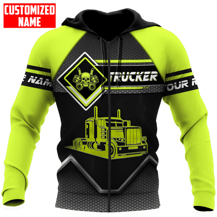 FUNSTUFFPRINT Personalized Trucker Hoodie NHBM  3D Hoodie and Zip Hoodie