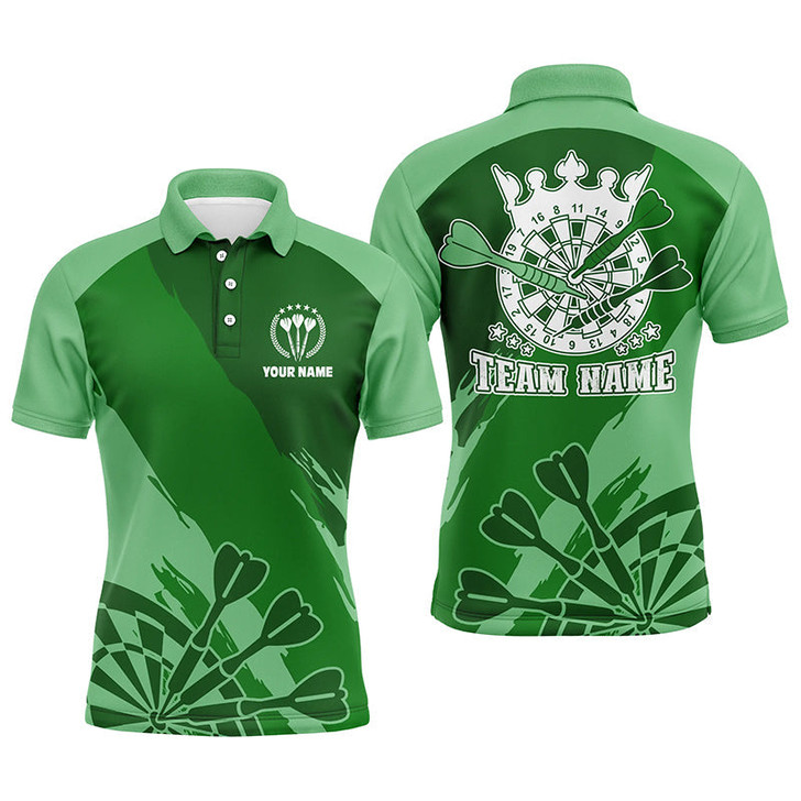 Personalized Green Men Darts Polo Shirt Custom Cool Darts Shirt For Men Darts Jersey