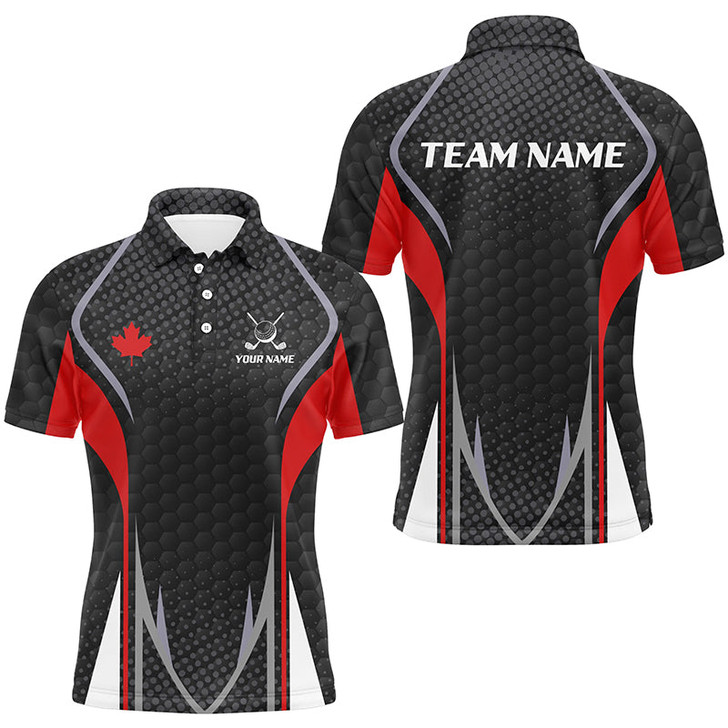 Custom Men Golf Polo Shirts Canada Flag Custom Golf Shirts For Men, Patriotic Canadian Flag Golf Tops