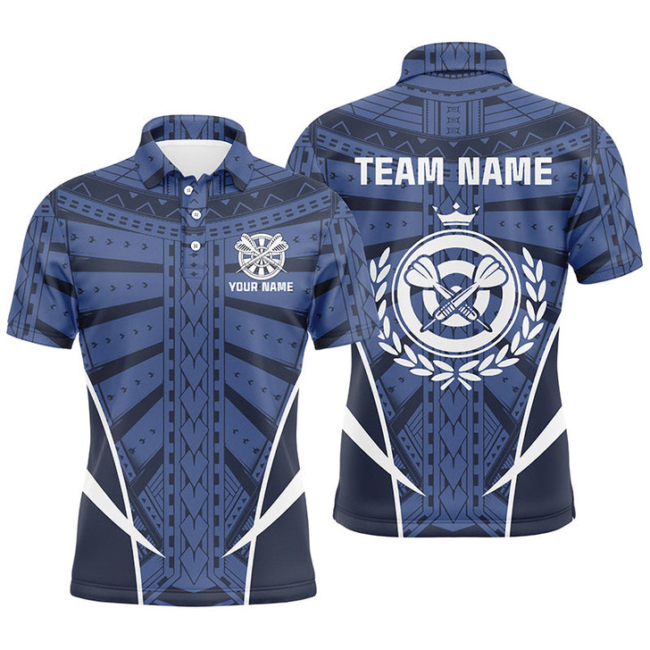 Custom Blue Tribal Personalized Darts Men Polo Shirt Custom Men Dart Shirts Cool Dart Jerseys