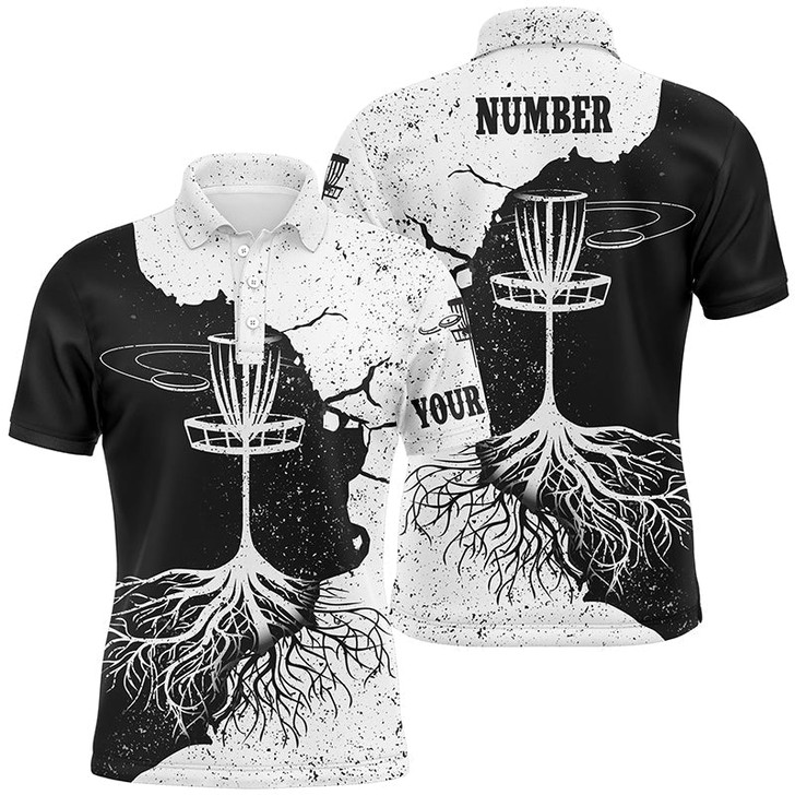 Custom Mens Disc Golf Polo Shirt Custom Black & White Disc Golf Shirts For Men Disc Golf Gifts