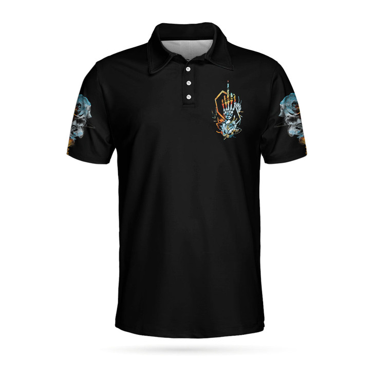 Zero Fck Given Skull Roses Short Sleeve Polo Shirt, Colorful Rose Middle Finger Polo Shirt, Best Golf Shirt - Perfect Gift For Men