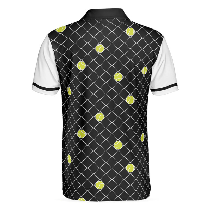 Men Polo Shirt - Love Means Nothing Tennis Polo Shirt - Gift For Tennis player - Tennis Ball Stuck In Steal Wire Fence Polo Shirt