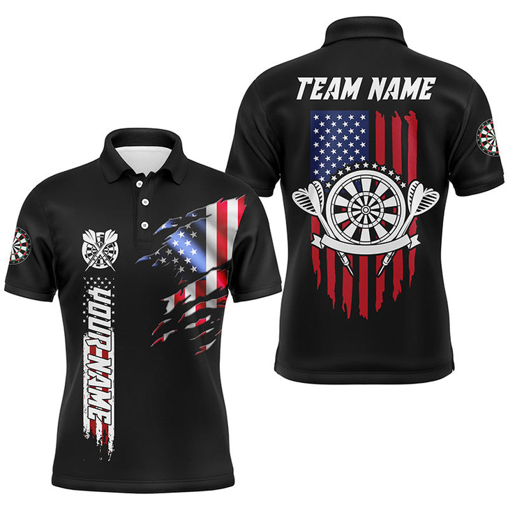 Personalized Retro American Flag Darts Polo Shirts Custom Patriotic Darts Jerseys For Men