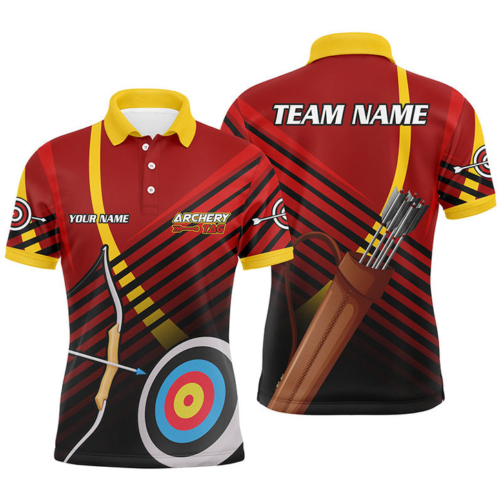 Personalized 3D Target Archery Polo Shirts For Men, Custom Arrows Recurve Bow Archery Shirts