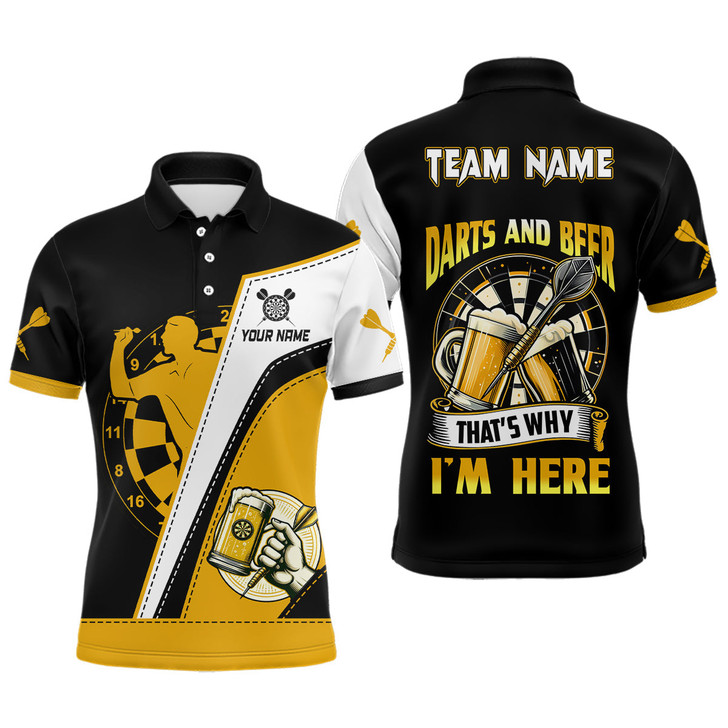 Custom Darts And Beer That's Why Im Here Mens Darts Polo Shirt Custom Beer Dart Jerseys For Men