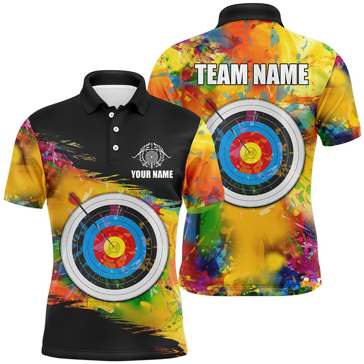 Personalized Colorful 3D Target Archery Men Polo Shirts Custom Archery Jerseys Attire For Archer