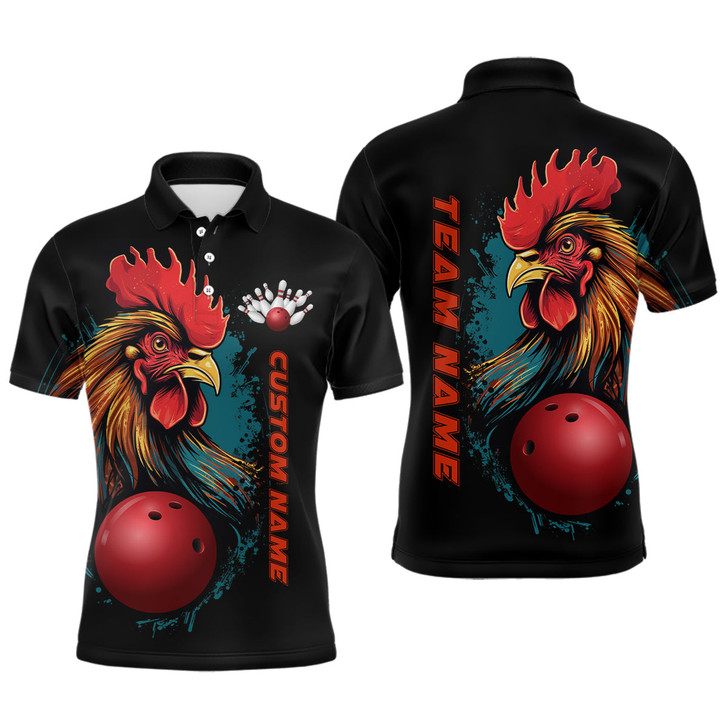 Custom Chicken Bowling Shirts For Men Bowling Polo Shirts Team Bowling League Jersey