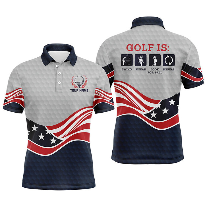 Custom American Flag Golf Shirts For Men, Personalized Funny Golf Polo Shirts For Mens, Golfer Gifts