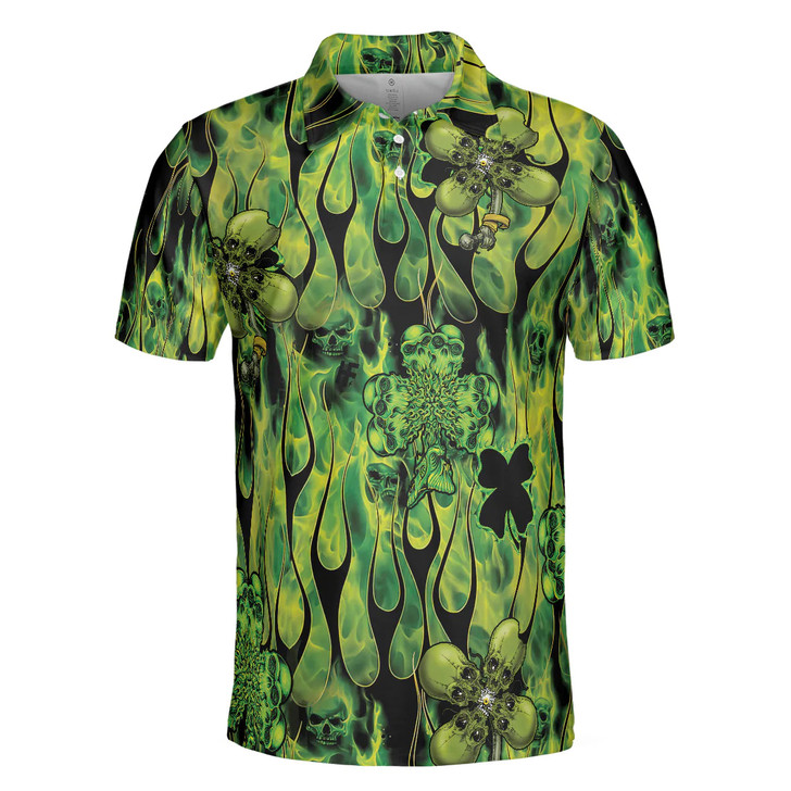 Irish Skull Saint Patricks Men Polo Shirt, Green Skull St Patrick Day Polo Shirt, Best Gift Idea For Irish Friends