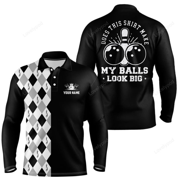 FUNSTUFFPRINT Custom bowling long sleeve polo shirts, I'm not swearing, I'm using my bowling words blue bowl shirts-SLSPS-10111