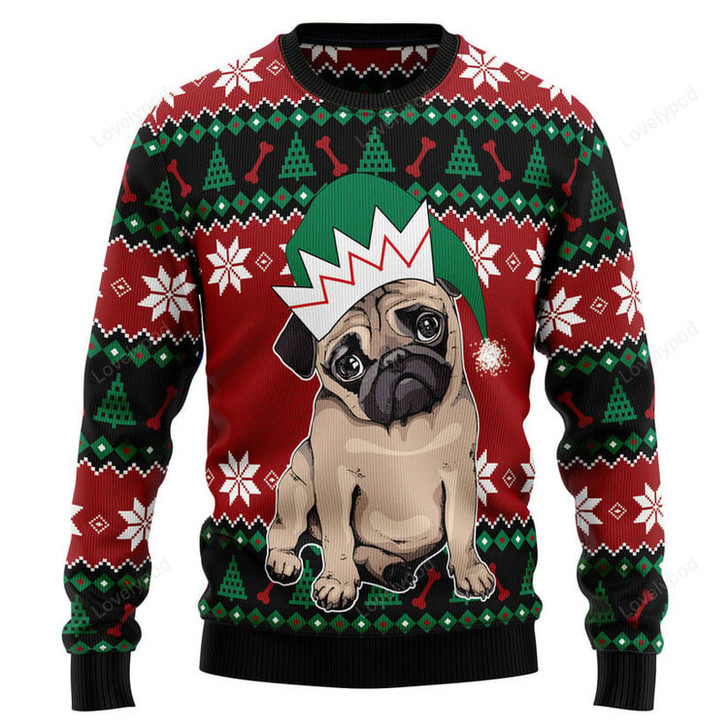 FUNSTUFFPRINT Pug Cute Ugly Christmas Sweater for men and women Ugly Sweater