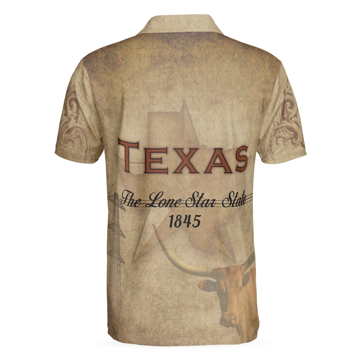 Texas The Lone Star State Polo Shirt, Texas State Map Longhorn Polo Shirt, Texas Proud Shirt - Perfect Gift For Men