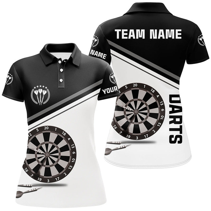 Custom Black And White Darts Polo Shirt With Name Customized Darts Shirts For Women Dart Jersey