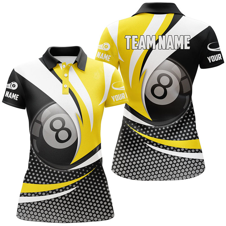 Custom Personalized 8 Ball Billiard Yellow Version 3D Polo Shirts For Women Best Custom Gifts For Pooler