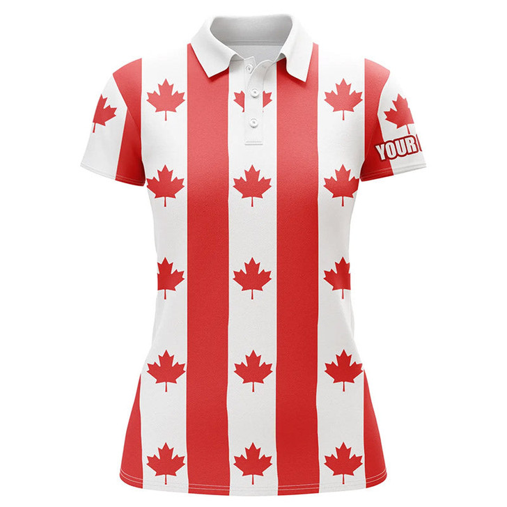 Custom Canadian Flag Patriotic Womens Golf Polo Shirts Custom Canada Golf Shirts For Women, Ladies Golf Top
