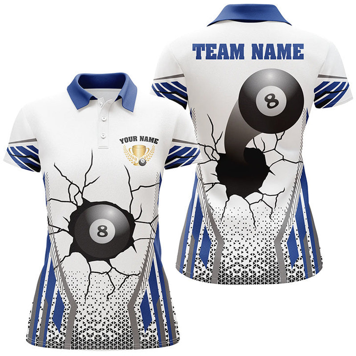 Custom Personalized 8 Ball Broke Wall Billiard Polo Shirts For Women, Custom Funny Billiards Shirts
