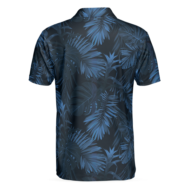 Black And Navy Blue Tropical Pattern Golf Player Polo Shirt, Golfing American Flag Polo Shirt- Best Golf Shirt For Men, Golfer