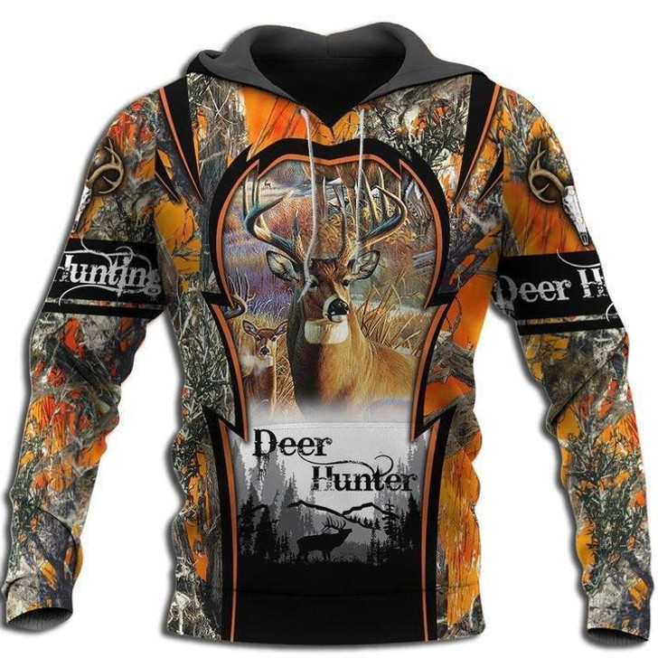 FUNSTUFFPRINT Premium Deer Hunting for Hunter Orange Camo 3D Hoodie and Zip Hoodie