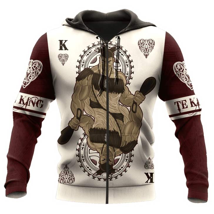 FUNSTUFFPRINT  New Zealand Maori King Te Kingi Card  3D Hoodie and Zip Hoodie