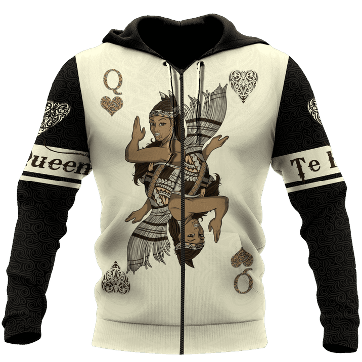 FUNSTUFFPRINT New Zealand Maori Aotearoa Queen Te Kuini 3D Hoodie and Zip Hoodie
