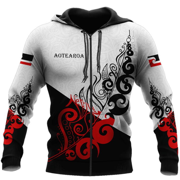 FUNSTUFFPRINT New Zealand Aotearoa Maori Fern Pattern  3D Hoodie and Zip Hoodie