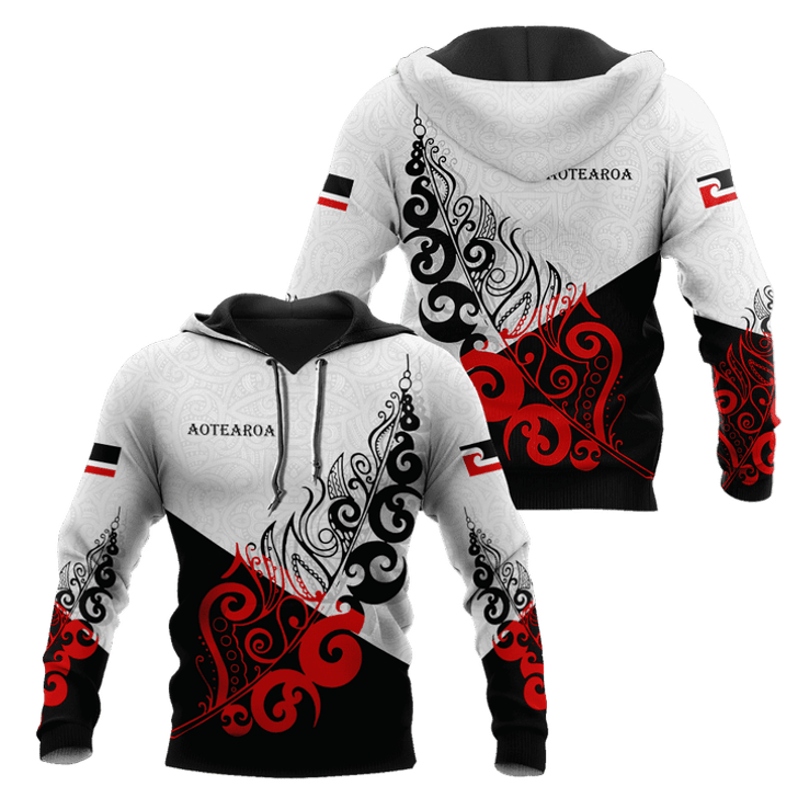 FUNSTUFFPRINT New Zealand Aotearoa Maori Fern Pattern  3D Hoodie and Zip Hoodie