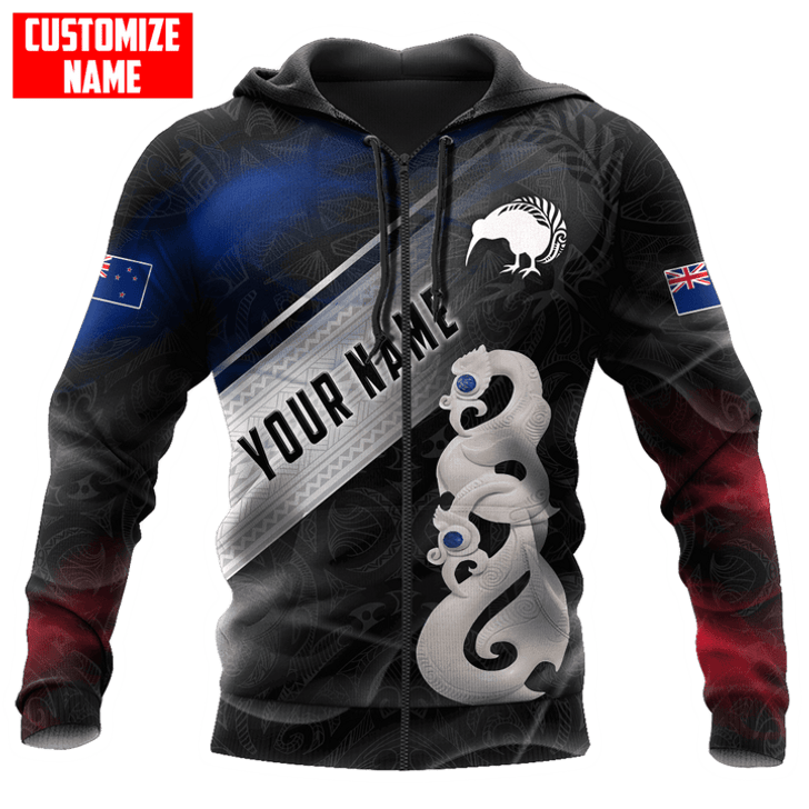 FUNSTUFFPRINT Personalized New Zealand Maori Manaia Pounamu  3D Hoodie and Zip Hoodie