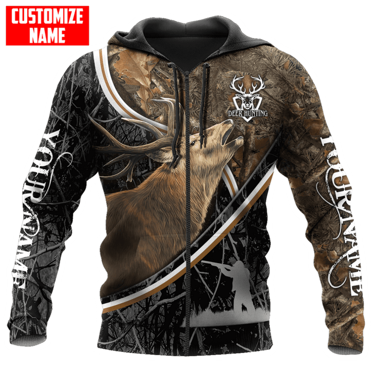 FUNSTUFFPRINT Personalized Deer Hunting Hoodie MHBM 3D Hoodie and Zip Hoodie