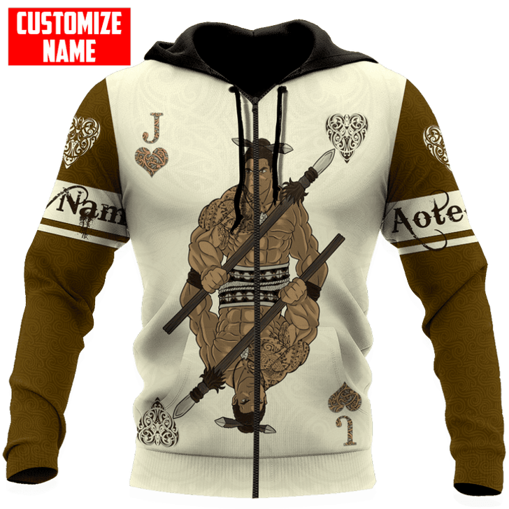 FUNSTUFFPRINT Personalized New Zealand Maori Jack Card 3D Hoodie and Zip Hoodie