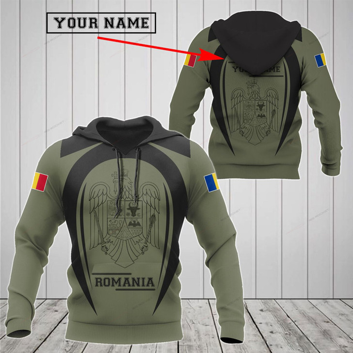 FUNSTUFFPRINT Customize Romania Black Coat Of Arms  3D Hoodie and Zip Hoodie