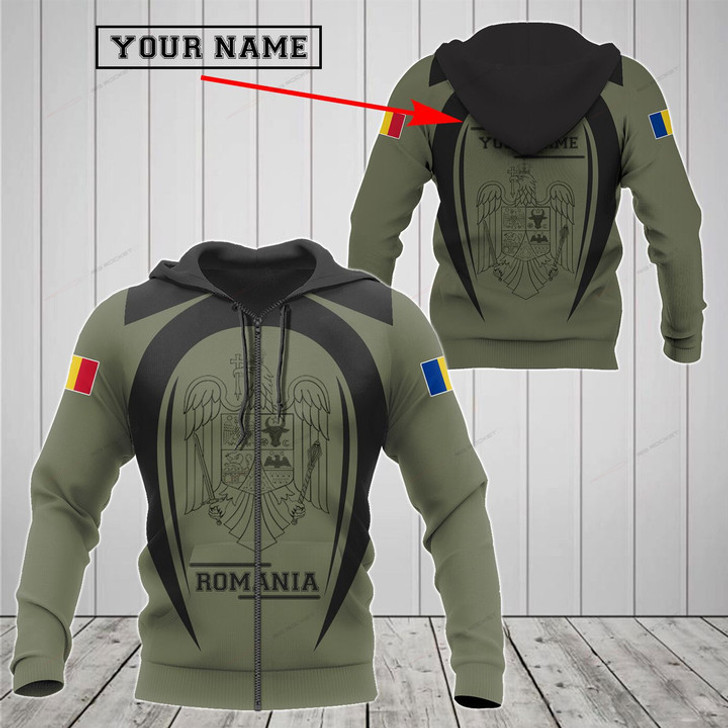 FUNSTUFFPRINT Customize Romania Black Coat Of Arms  3D Hoodie and Zip Hoodie
