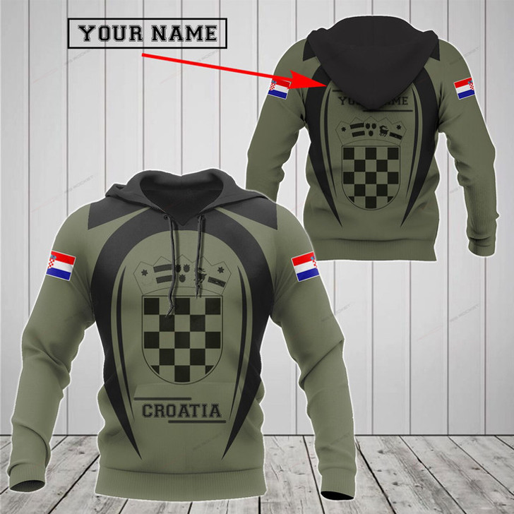 FUNSTUFFPRINT Customize Croatia Black Coat Of Arms 3D Hoodie and Zip Hoodie