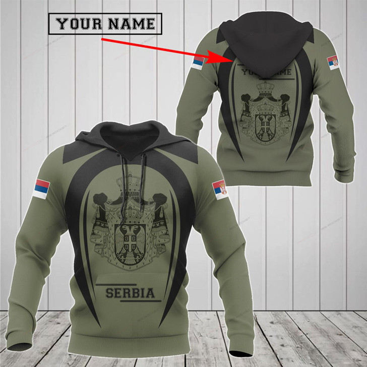 FUNSTUFFPRINT Customize Serbia Black Coat Of Arms 3D Hoodie and Zip Hoodie